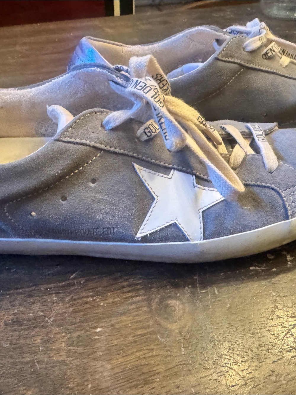 Golden Goose Grey Suede Star Sneakers with White Star